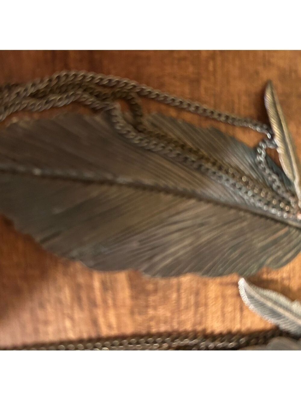 Large rustic silver feather earrings - Picture 5 of 5